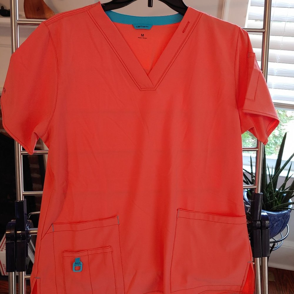 Women's Carhartt ForceFlex Scrub Top. Sz Med. Coral color